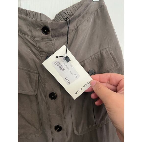NWT MIOU MUSE Women's Brown Buttondown Midi Cargo Skirt Size Medium - Picture 5 of 7